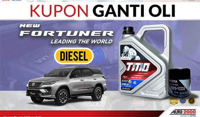 Kupon Ganti Oli Fortuner Diesel A/T