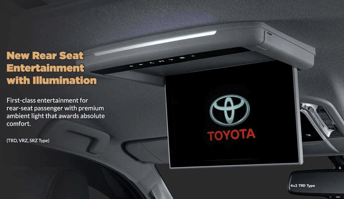 layar monitor hiburan toyota fortuner 4x4