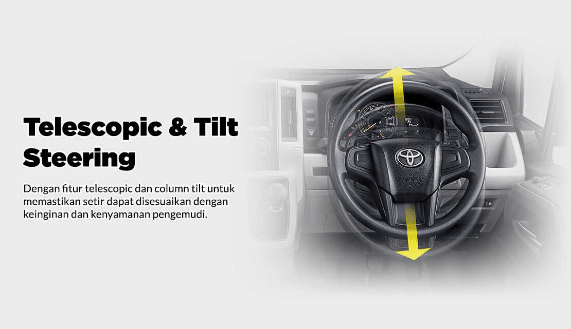 telescopic steering wheel toyota hiace